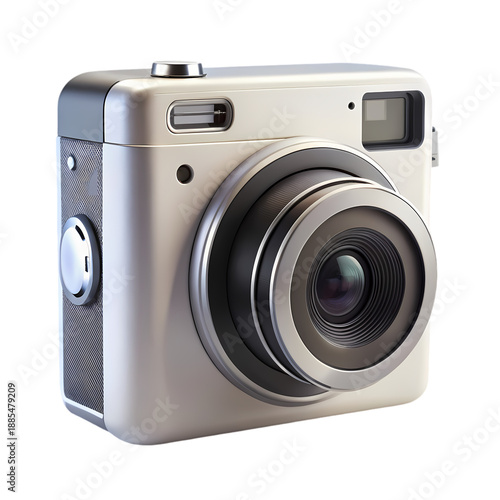 A Detailed CloseUp View of a Sleek Silver Digital Compact Camera Modern Design and Technological Precision in Photography