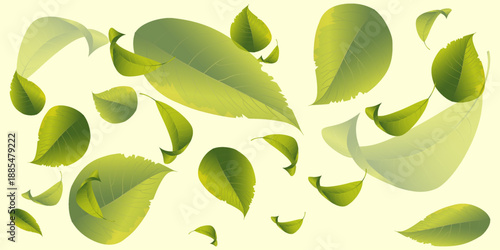 Minimal autumn leaf fall on pastel background.