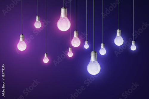 Modern light bulbs with soft neon glow.