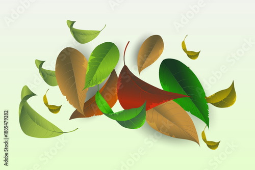 Realistic falling leaves. Vector illustration EPS10