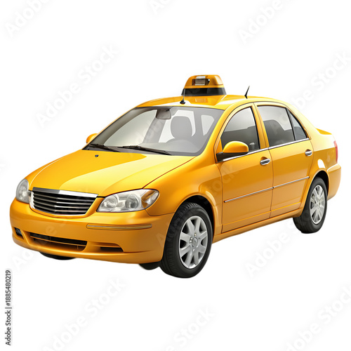 Yellow Taxi Cab on White Background
