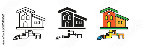 Home Plumbing Service vector icon. Creative house plumbing service vector illustration with pipe network system for residential maintenance and construction projects.