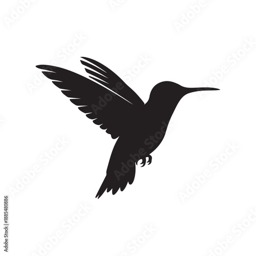 Hummingbird bird flying in open air  silhouette icon vector illustration on white background
