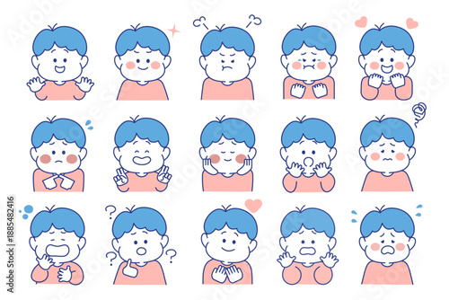 子ども　表情　バリエーション　セット　男の子