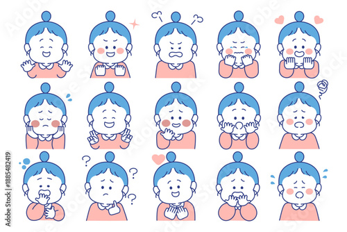 子ども　表情　バリエーション　セット　女の子