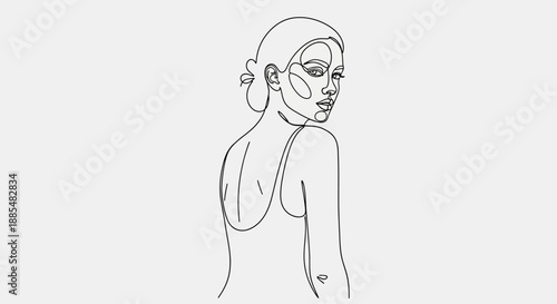 Woman Portrait Line Art Illustration Design.