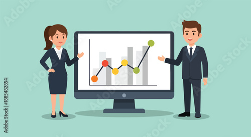 Business Meeting Presentation with Growth Chart Analysis.