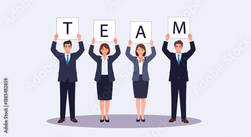 Business Team Holding Letters Spelling TEAM.