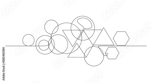 Geometric Shapes Circles Triangles Hexagons Overlap.