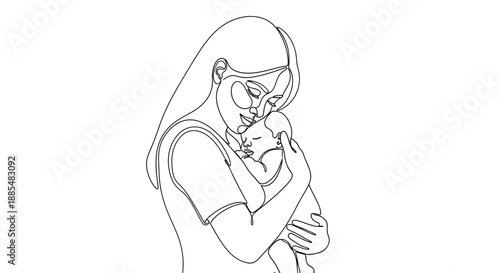 Mother Holding Baby Close to Chest.