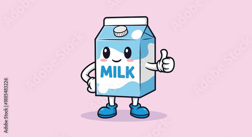 Milk Carton Character Giving Thumbs Up 