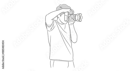 Man Taking Picture with Camera Device.