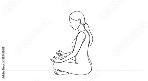 Woman Meditating in Lotus Position Serene.