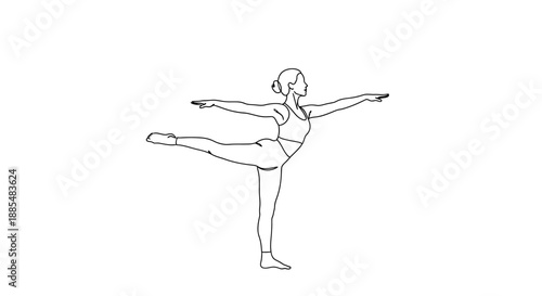 Ballerina Performing Arabesque Dance Pose Illustration.