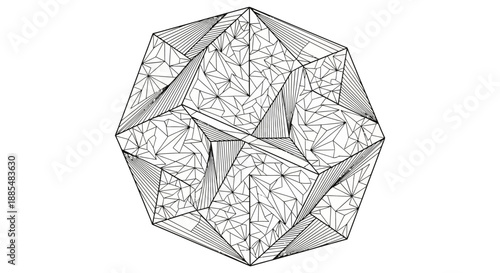 Geometric 3D Dodecahedron Structure with Triangles.