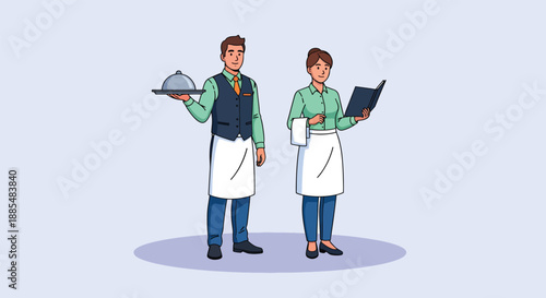 Restaurant Waitstaff Serving Food and Taking Orders.