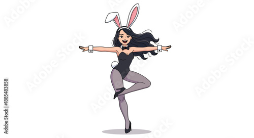 Woman in Bunny Costume Dancing.