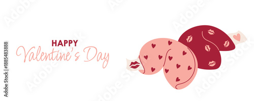 Happy Valentines Day Banner with Fortune Cookies for festive design