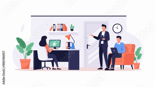 Business meeting in an office with colleagues collaborating