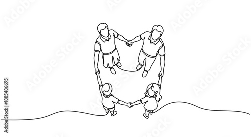 Family Holding Hands in Circle Together.
