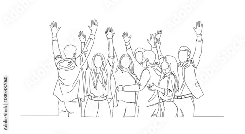 Group of People Raising Hands Together.