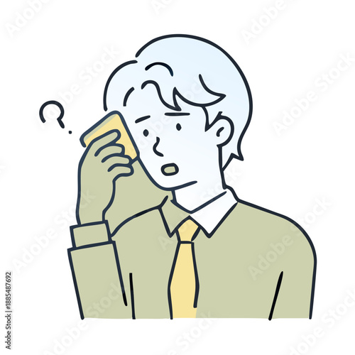 Stressed male professional wiping forehead, contemplating difficult business decisions.