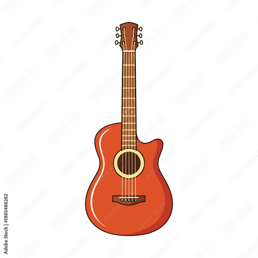 Obraz premium Acoustic Guitar Cartoon Icon Music Instrument Vector
