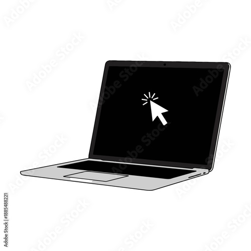 Laptop with Click Cursor Icon Digital Technology