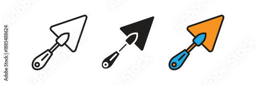 Masonry Trowel icon vector. Professional masonry trowel tool icon, symbolizing construction work, bricklaying, home renovation, and industrial building equipment for handyman services.