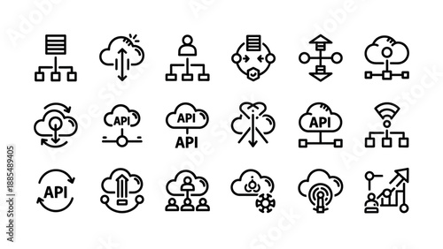 API Icons Set for Technology Illustration.