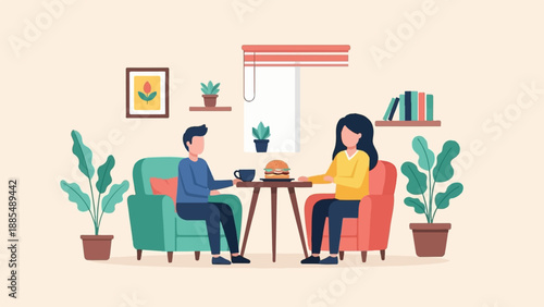 Casual meal shared by a couple in a cozy home setting