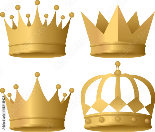 Decorative golden crowns set
