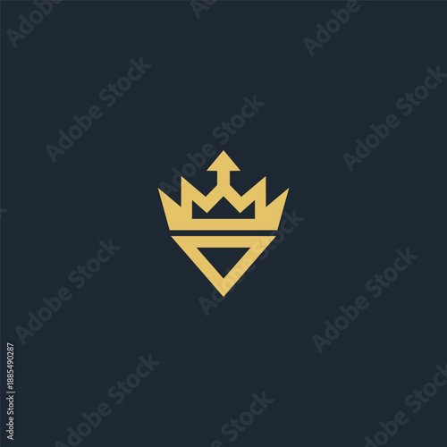 Abstract crown arrow logo in bold and modern geometric style.