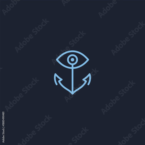 Eye anchor logo in symbolic and balanced minimalist design.