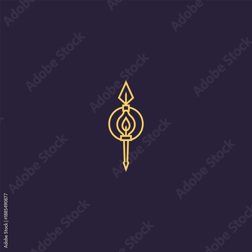 Spear lantern logo in clean and elegant line art style.