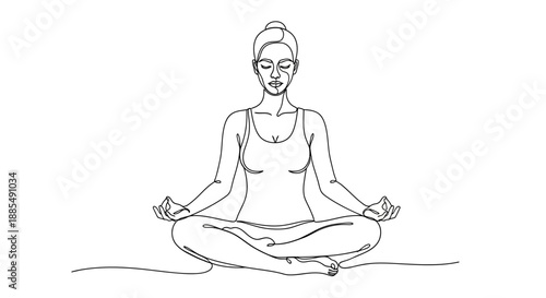 Woman Meditating in Lotus Position.