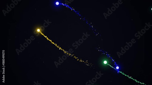 Streaks of colored lights on a dark background, ideal for backgrounds, posters, concert promotions, or festive designs.