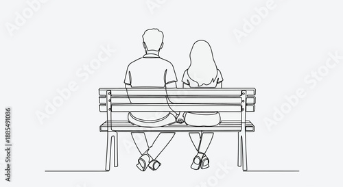 Man and Woman Sitting on Bench Together.