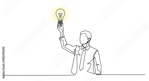 Man Holding Light Bulb Idea Concept.