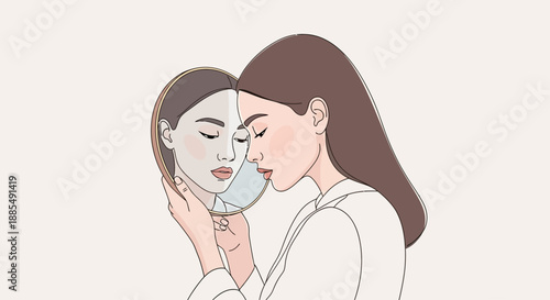 Woman Kissing Child Tenderly on the Cheek.