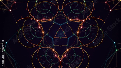 Abstract geometric pattern with circles and lines, perfect for modern design projects, backgrounds, textiles, and print materials. Versatile and contemporary.