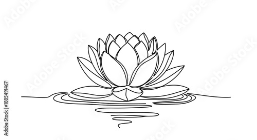 Lotus Flower Illustration Simple Line Art.