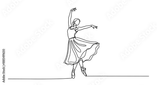 Ballet Dancer in Elegant Pirouette Pose.