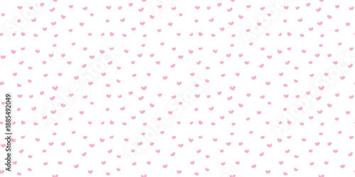 Seamless pattern with small pink hearts scattered on a light background. Cute minimal design ideal for wrapping paper, textile prints, stationery, and romantic themed projects.