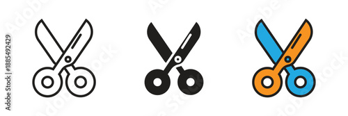Stationery Scissors icon vector. Sharp stationery scissors icon, ideal for representing craft work, tailoring, office supplies, haircutting services, and creative manual cutting activities.