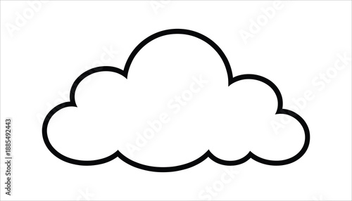Minimal Cloud Line Symbol Isolated On White Background