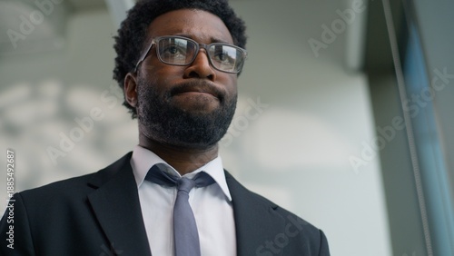 Konstfotografi Close up frustrated African American business man bad news reaction problem ethn