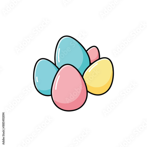Pastel Easter Eggs Stack Cute Cartoon Vector Graphic Resource