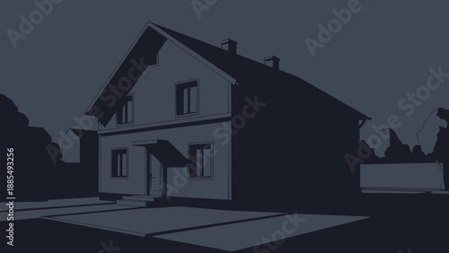 Modern two-story house with sleek architectural design