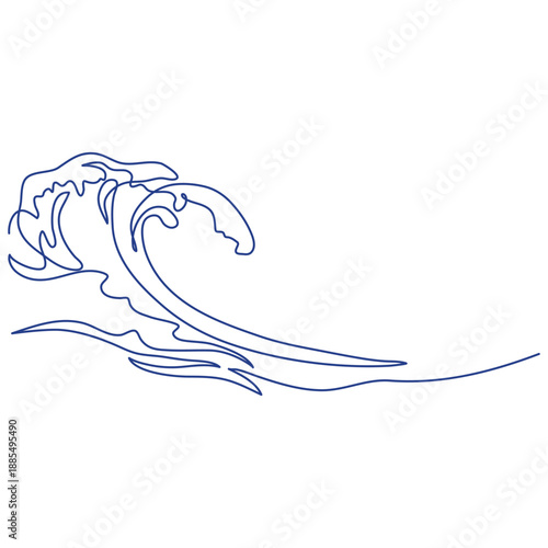 Sea wave one line. Vector drawing.
